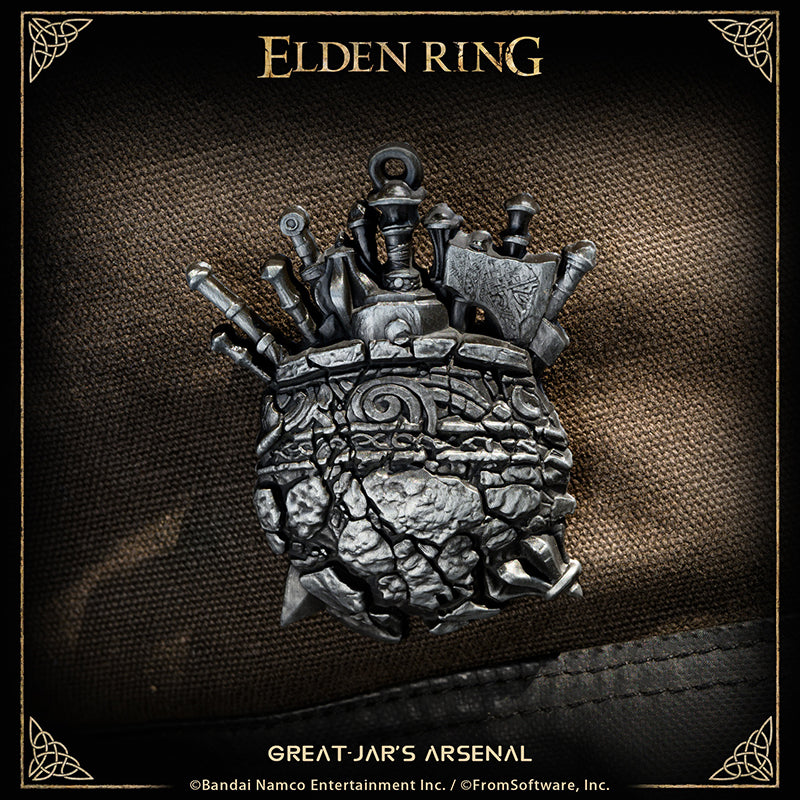 Starforged ELDEN RING Merchandise Great-Jar's Arsenal Amulet Pendant Officially Authorized A charm that resembles a great jar overflowing with weaponry.The great jar grants this talisman to their warriors. Carry as much as you can — grow big and strong.